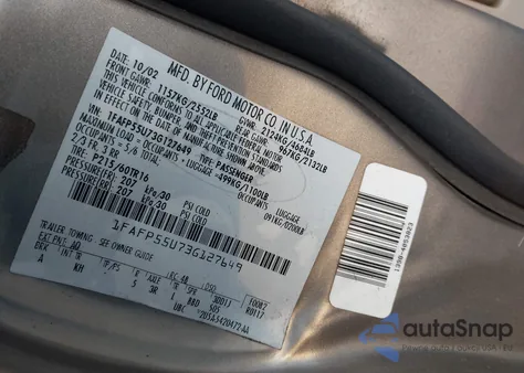 2003 Ford Taurus Ses из США, поврежденный, VIN 1FAFP55U73G127649